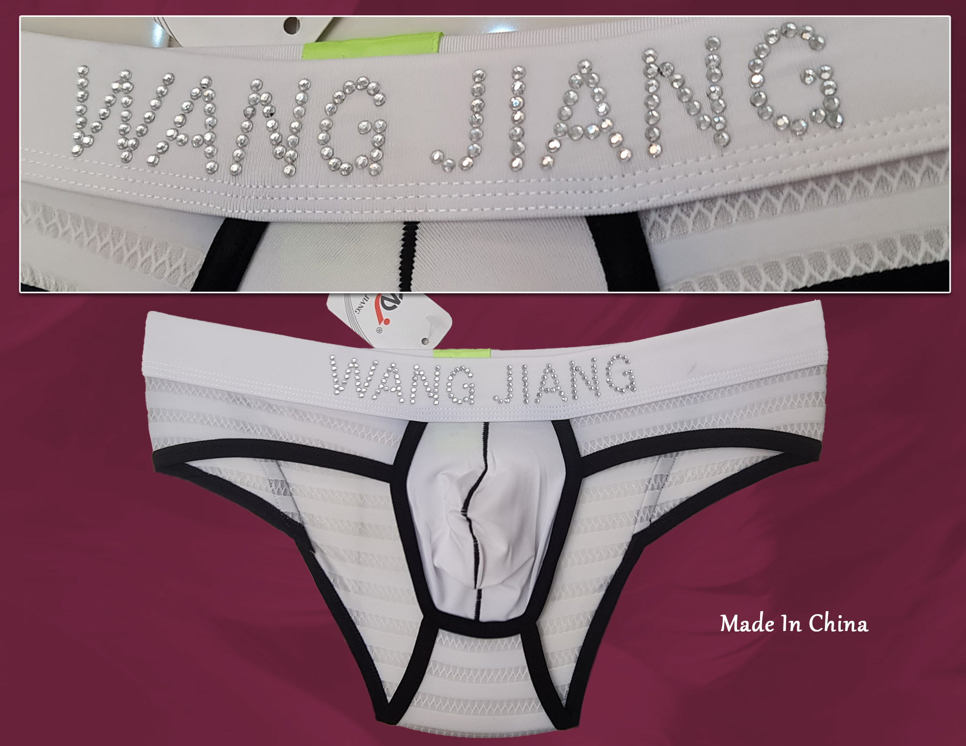 شورت مردانه فانتزی wang jiang نگین کاری شده چینی