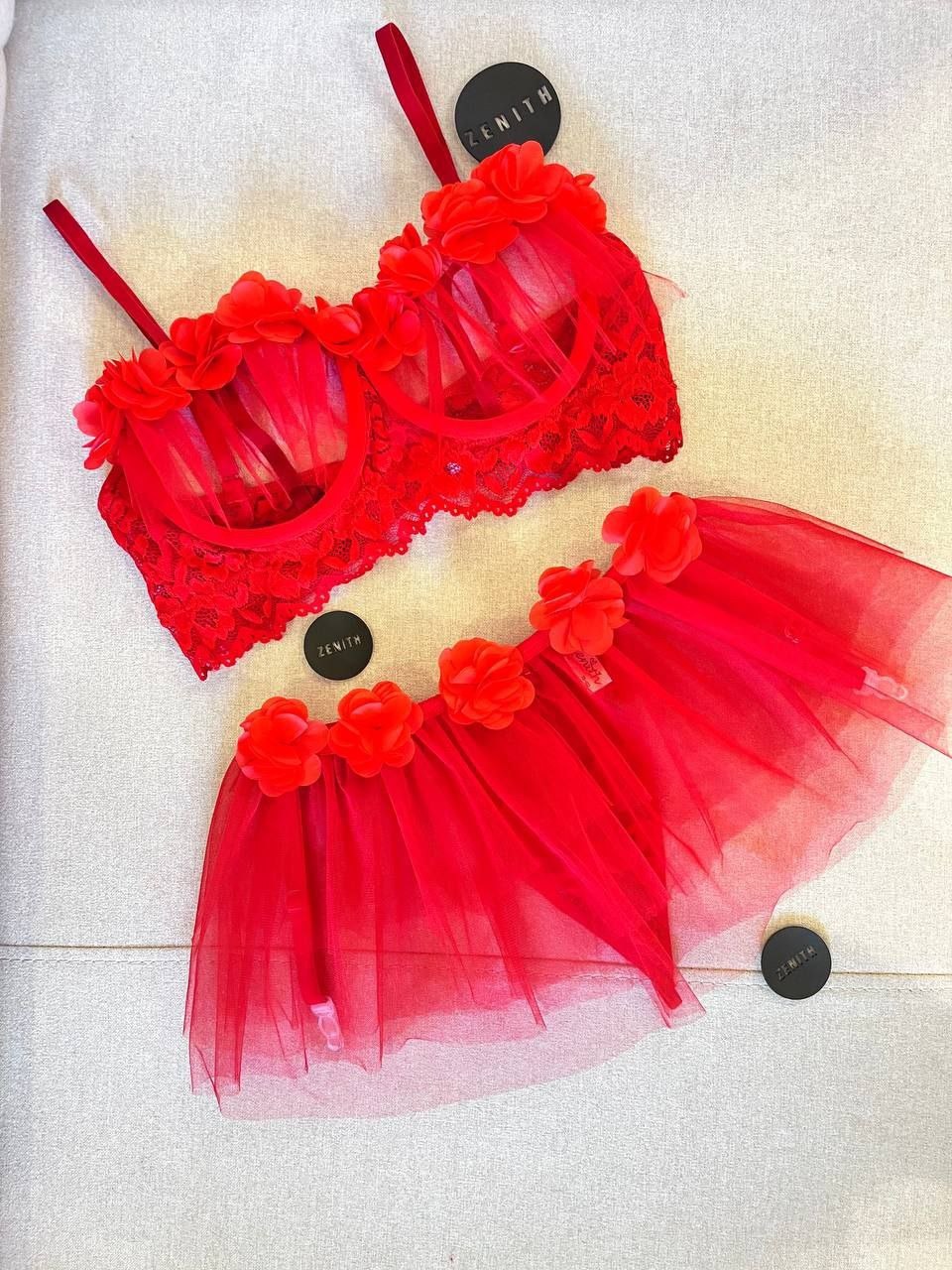 ست 4تکه شکوفه ای عروسکی فنردار بهمراه جوراب آبرنگ 1856 abrang