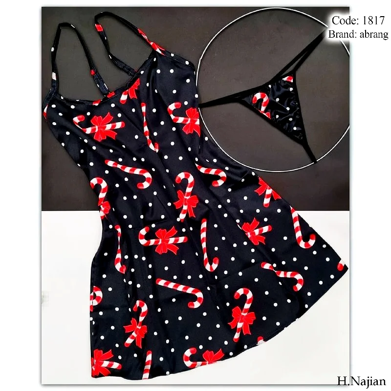 لباس خواب ساتن طرح دار آبرنگ 1817 abrang